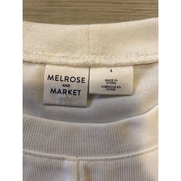 NWT Melrose & Market women's white puff short sleeve cropped top size small - Picture 4 of 8